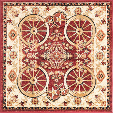 Red 5' 3 x 5' 3 Pioneer Square Area Rug