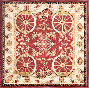 Red 7' 10 x 7' 10 Pioneer Square Area Rug