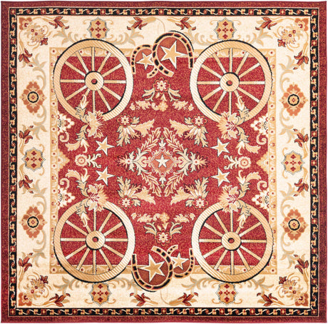 Red 7' 10 x 7' 10 Pioneer Square Area Rug