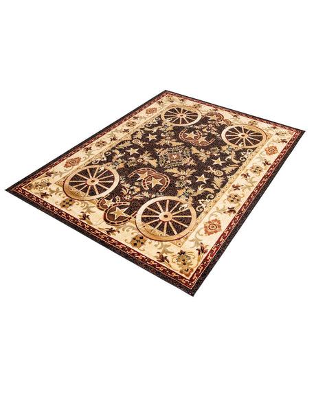Black 7' 10 x 10' Pioneer Rectangle Area Rug Classic Southwestern Motif Durable Stain Resistant Easy Clean Carpet for Traditional Interior Decor for Sale at Rug Engine