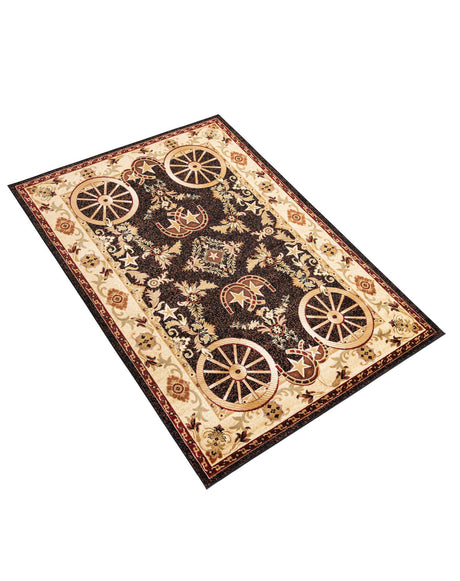Black 7' 1 x 10' Pioneer Rectangle Area Rug Classic Southwestern Motif Durable Stain Resistant Easy Clean Carpet for Traditional Interior Decor for Sale at Rug Engine