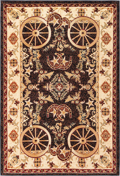 Black 6' 1 x 9' Pioneer Rectangle Area Rug