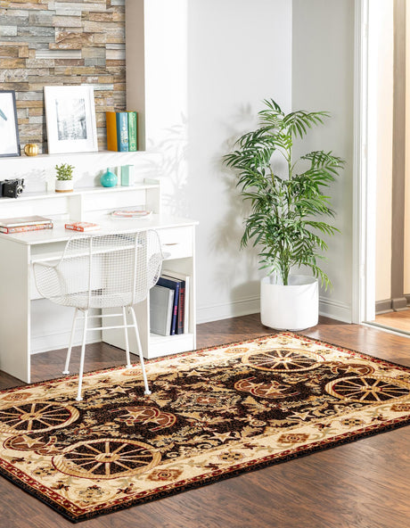 Black 5' 3 x 8' Pioneer Rectangle Area Rug Classic Southwestern Motif Durable Stain Resistant Easy Clean Carpet for Traditional Interior Decor for Sale at Rug Engine