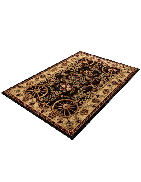 Black 4' 1 x 6' 1 Pioneer Rectangle Area Rug Classic Southwestern Motif Durable Stain Resistant Easy Clean Carpet for Traditional Interior Decor for Sale at Rug Engine