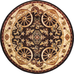 Black 7' 10 x 7' 10 Pioneer Round Area Rug