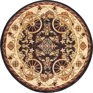 Black 4' 1 x 4' 1 Pioneer Round Area Rug