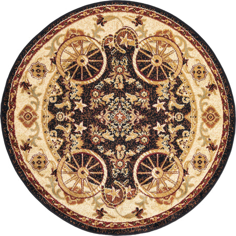 Black 4' 1 x 4' 1 Pioneer Round Area Rug
