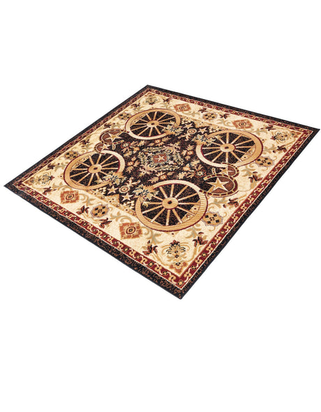 Black 5' 3 x 5' 3 Pioneer Square Area Rug Classic Southwestern Motif Durable Stain Resistant Easy Clean Carpet for Traditional Interior Decor for Sale at Rug Engine
