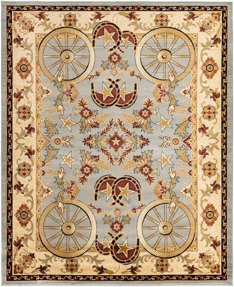 Blue 7' 10 x 10' Pioneer Rectangle Area Rug