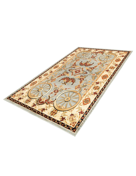 Blue 6' 1 x 9' Pioneer Rectangle Area Rug Classic Southwestern Motif Durable Stain Resistant Easy Clean Carpet for Traditional Interior Decor for Sale at Rug Engine
