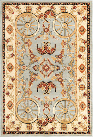 Blue 6' 1 x 9' Pioneer Rectangle Area Rug