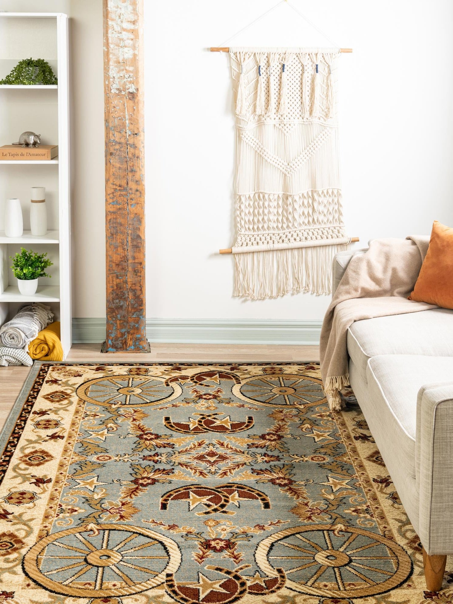 Blue 9' x 12' Pioneer Rectangle Area Rug