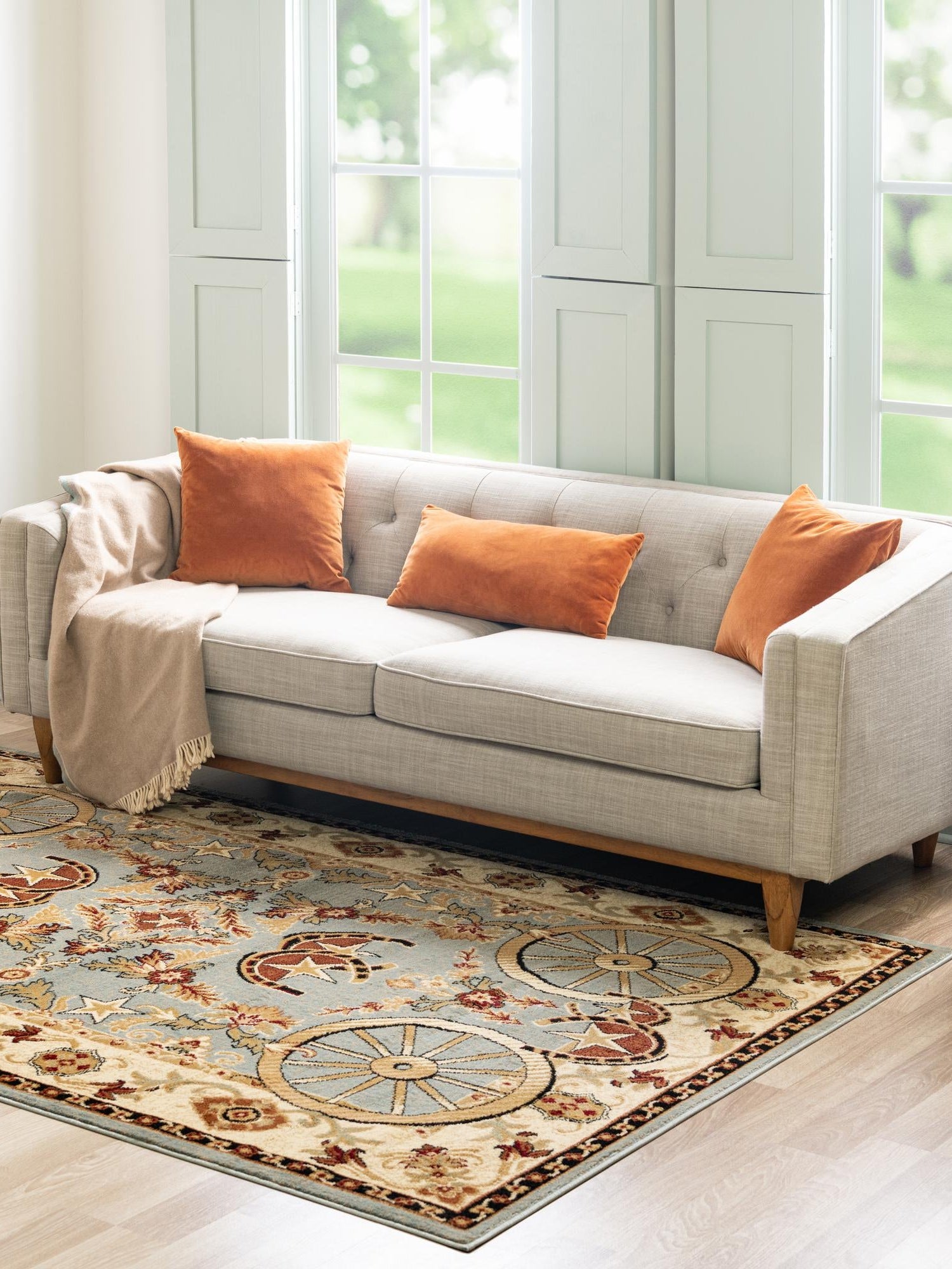 Blue 9' x 12' Pioneer Rectangle Area Rug