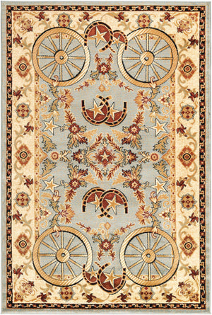 Blue 5' 3 x 8' Pioneer Rectangle Area Rug