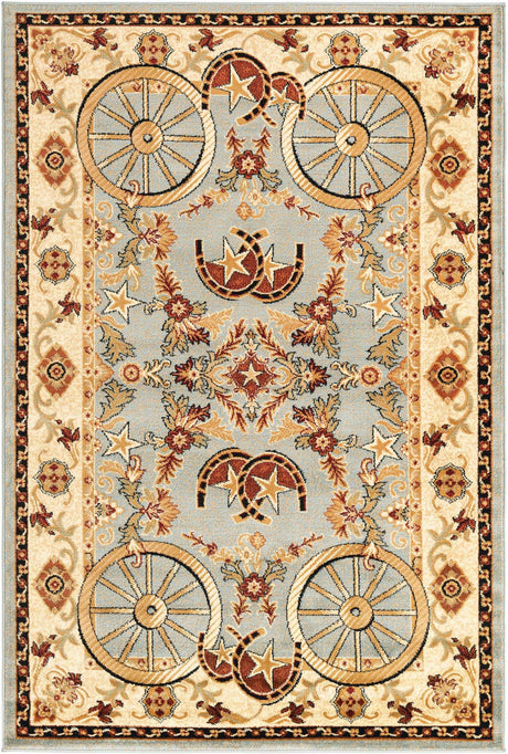 Blue 5' 3 x 8' Pioneer Rectangle Area Rug