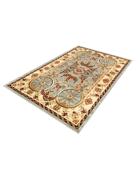 Blue 4' 1 x 6' 1 Pioneer Rectangle Area Rug Classic Southwestern Motif Durable Stain Resistant Easy Clean Carpet for Traditional Interior Decor for Sale at Rug Engine
