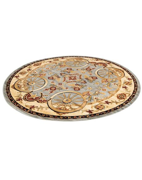 Blue 7' 10 x 7' 10 Pioneer Round Area Rug Classic Southwestern Motif Durable Stain Resistant Easy Clean Carpet for Traditional Interior Decor for Sale at Rug Engine