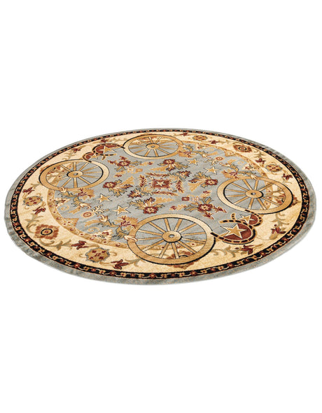 Blue 7' 10 x 7' 10 Pioneer Round Area Rug