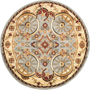 Blue 5' 3 x 5' 3 Pioneer Round Area Rug