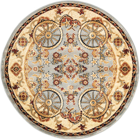 Blue 4' 1 x 4' 1 Pioneer Round Area Rug