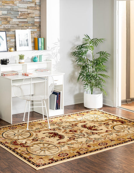 Ivory 7' 1 x 10' Pioneer Rectangle Area Rug Classic Southwestern Motif Durable Stain Resistant Easy Clean Carpet for Traditional Interior Decor for Sale at Rug Engine