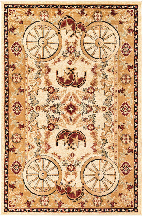 Ivory 5' 3 x 8' Pioneer Rectangle Area Rug