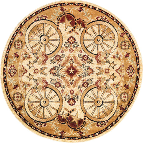 Ivory 7' 10 x 7' 10 Pioneer Round Area Rug