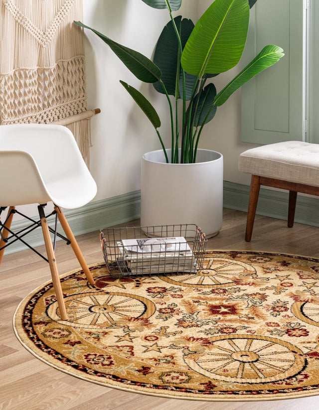 Ivory 7' 10 x 7' 10 Pioneer Round Area Rug