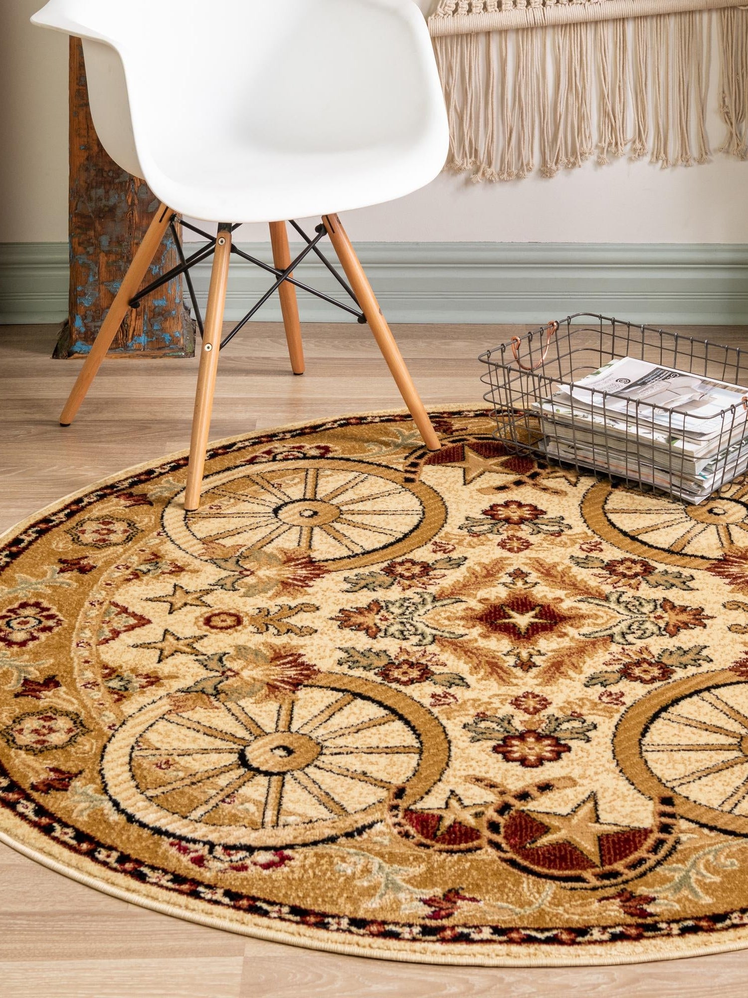 Ivory 5' 3 x 5' 3 Pioneer Round Area Rug