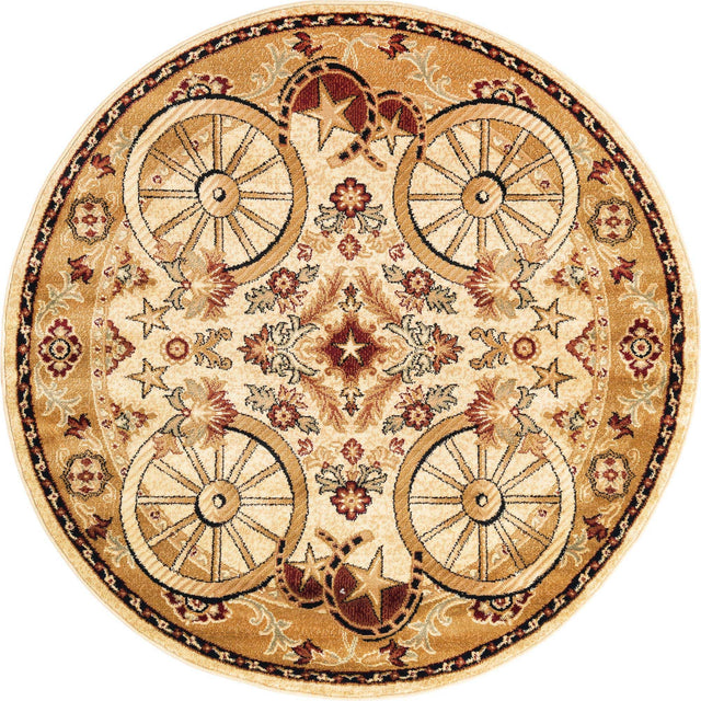 Ivory 5' 3 x 5' 3 Pioneer Round Area Rug
