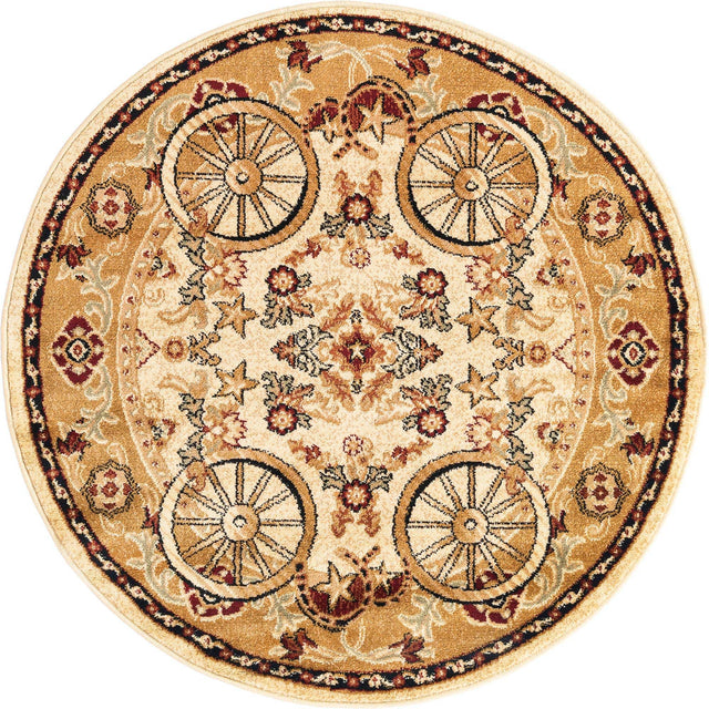 Ivory 4' 1 x 4' 1 Pioneer Round Area Rug