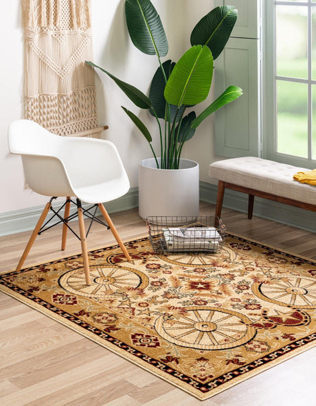 Ivory 7' 10 x 7' 10 Pioneer Square Area Rug Classic Southwestern Motif Durable Stain Resistant Easy Clean Carpet for Traditional Interior Decor for Sale at Rug Engine