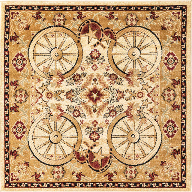 Ivory 5' 3 x 5' 3 Pioneer Square Area Rug