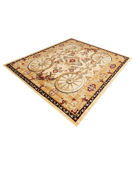 Ivory 7' 10 x 7' 10 Pioneer Square Area Rug Classic Southwestern Motif Durable Stain Resistant Easy Clean Carpet for Traditional Interior Decor for Sale at Rug Engine