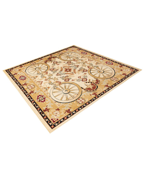 Ivory 7' 10 x 7' 10 Pioneer Square Area Rug Classic Southwestern Motif Durable Stain Resistant Easy Clean Carpet for Traditional Interior Decor for Sale at Rug Engine