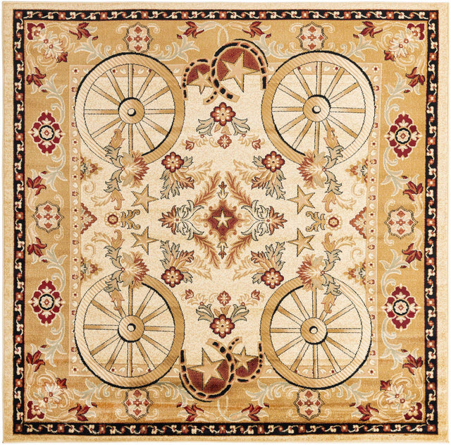 Ivory 7' 10 x 7' 10 Pioneer Square Area Rug