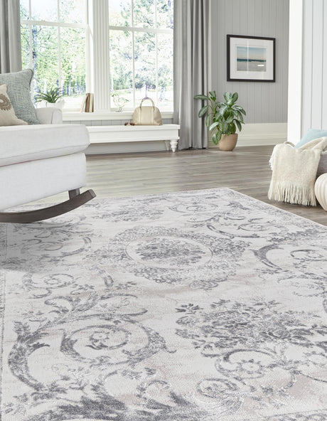 Gray 6' x 9' Finsbury Rectangle Area Rug 60% Polypropylene & 40% Polyester Contemporary Carpet for Living Rooms, Dining, Offices for Sale at Rug Engine