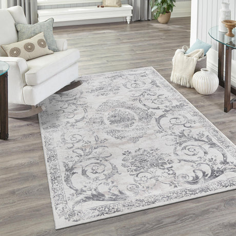 Gray 7' 10 x 10' Finsbury Rectangle Area Rug 60% Polypropylene & 40% Polyester Contemporary Carpet for Living Rooms, Dining, Offices for Sale at Rug Engine