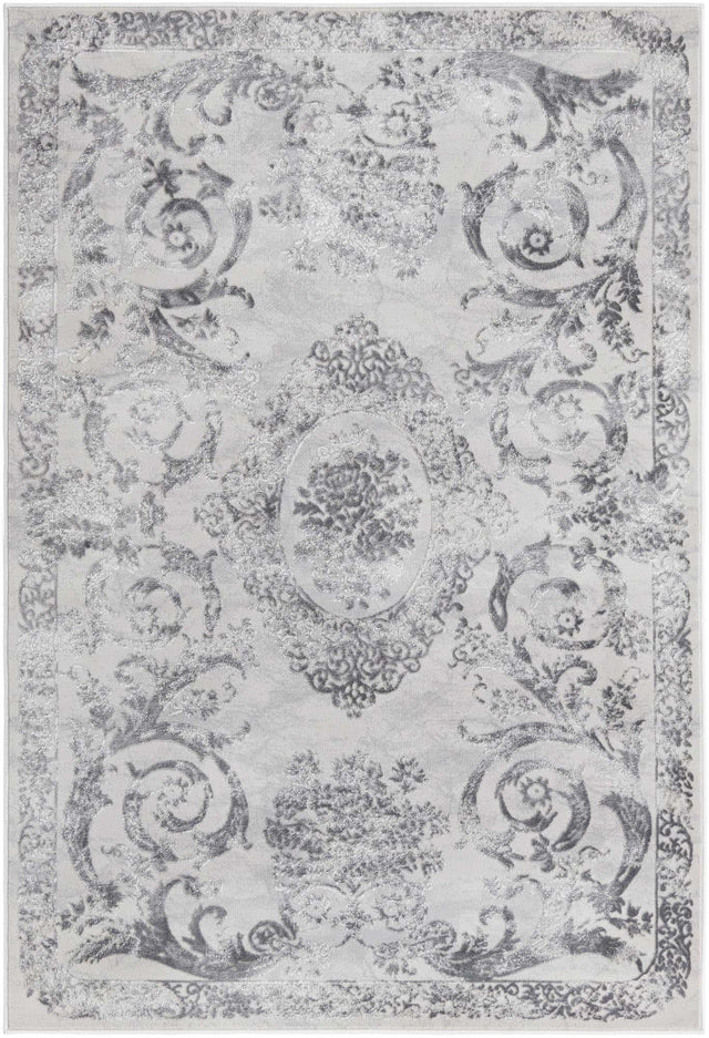 Gray 4' x 6' Finsbury Rectangle Area Rug 60% Polypropylene & 40% Polyester Contemporary Carpet for Living Rooms, Dining, Offices for Sale at Rug Engine