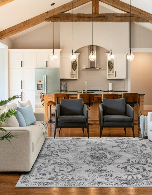 Gray 7' 10 x 7' 10 Finsbury Square Area Rug 60% Polypropylene & 40% Polyester Contemporary Carpet for Living Rooms, Dining, Offices for Sale at Rug Engine