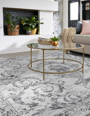 Gray 7' 10 x 7' 10 Finsbury Square Area Rug 60% Polypropylene & 40% Polyester Contemporary Carpet for Living Rooms, Dining, Offices for Sale at Rug Engine