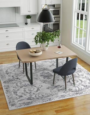 Gray 7' 10 x 7' 10 Finsbury Square Area Rug 60% Polypropylene & 40% Polyester Contemporary Carpet for Living Rooms, Dining, Offices for Sale at Rug Engine
