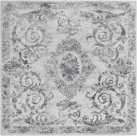 Gray 7' 10 x 7' 10 Finsbury Square Area Rug 60% Polypropylene & 40% Polyester Contemporary Carpet for Living Rooms, Dining, Offices for Sale at Rug Engine