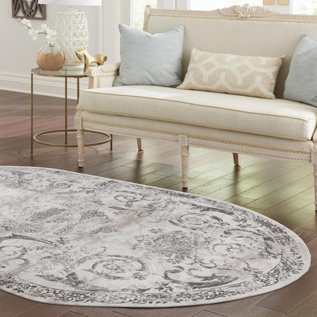 Gray 7' 10 x 10' Finsbury Oval Area Rug 60% Polypropylene & 40% Polyester Contemporary Carpet for Living Rooms, Dining, Offices for Sale at Rug Engine