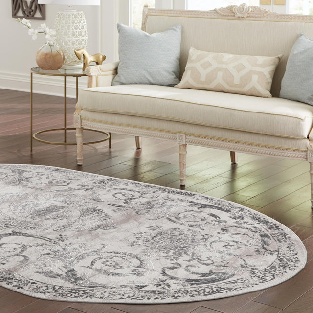 Gray 7' 10 x 10' Finsbury Oval Area Rug 60% Polypropylene & 40% Polyester Contemporary Carpet for Living Rooms, Dining, Offices for Sale at Rug Engine