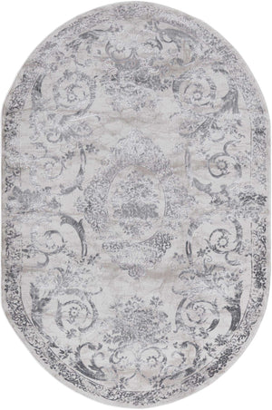 Gray 5' 3 x 8' Finsbury Oval Area Rug 60% Polypropylene & 40% Polyester Contemporary Carpet for Living Rooms, Dining, Offices for Sale at Rug Engine