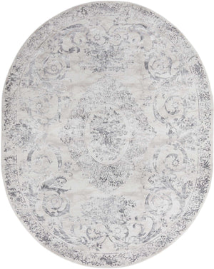 Gray 7' 10 x 10' Finsbury Oval Area Rug 60% Polypropylene & 40% Polyester Contemporary Carpet for Living Rooms, Dining, Offices for Sale at Rug Engine