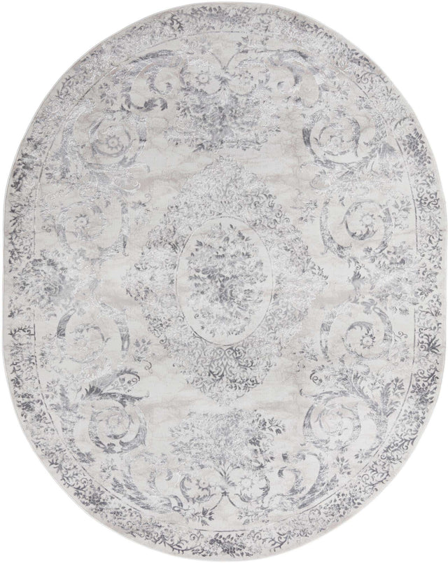 Gray 7' 10 x 10' Finsbury Oval Area Rug 60% Polypropylene & 40% Polyester Contemporary Carpet for Living Rooms, Dining, Offices for Sale at Rug Engine