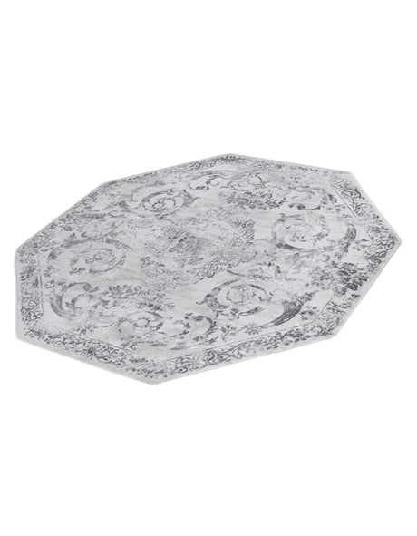 Gray 5' 3 x 5' 3 Finsbury Octagon Area Rug 60% Polypropylene & 40% Polyester Contemporary Carpet for Living Rooms, Dining, Offices for Sale at Rug Engine