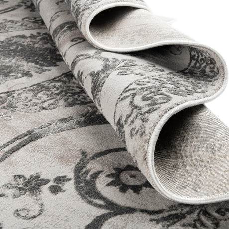Gray 7' 10 x 7' 10 Finsbury Octagon Area Rug 60% Polypropylene & 40% Polyester Contemporary Carpet for Living Rooms, Dining, Offices for Sale at Rug Engine